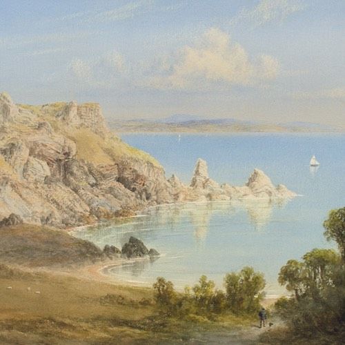 fig 2. George Lowthian Hall, Anstey Cove, Torquay, Devon - Antique Watercolour 
