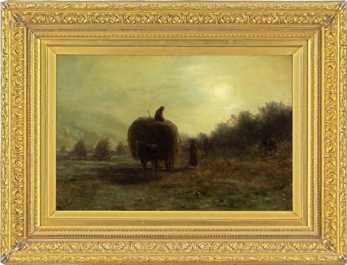 James Alfred Aitken Ahra Rsw, a Cornfield, Moonlight - Antique Oil Painting