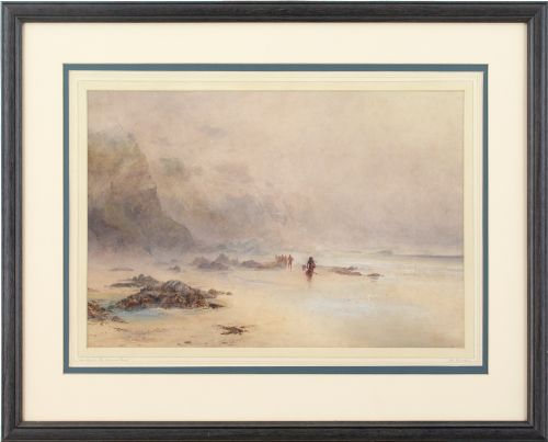 Martha Fowler, Sea Fog on the Cornish Coast - Antique Watercolour