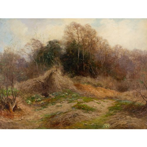 fig 1. John Bates Noel, Under April Skies - Antique Oil Painting 