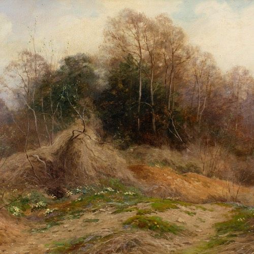 fig 3. John Bates Noel, Under April Skies - Antique Oil Painting 