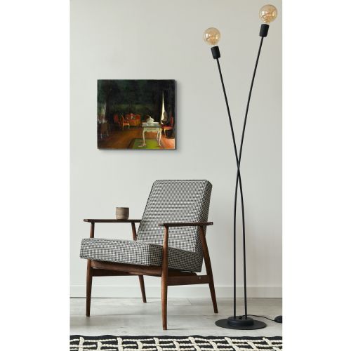 CHRISTIAN TILEMANNPETERSEN THE TAPESTRY ROOM AT SVANHOLM MANOR ANTIQUE OIL PAINTING - ADDITIONAL PHOTO 2