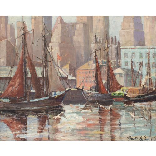 fig 1. Ragnar Olson, Fulton Fish Market, New York - Oil Painting