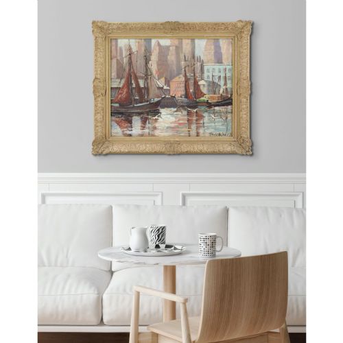 fig 3. Ragnar Olson, Fulton Fish Market, New York - Oil Painting