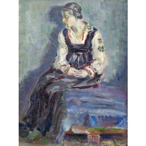 fig 1. Jelle Troelstra, Portrait Of A Seated Woman - Antique Oil Painting
