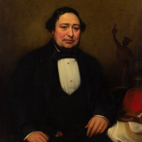THORNTON RIPPINGILLE PORTRAIT OF THE INVENTOR THOMAS DUNN LARGE ANTIQUE OIL PAINTING - ADDITIONAL PHOTO 5