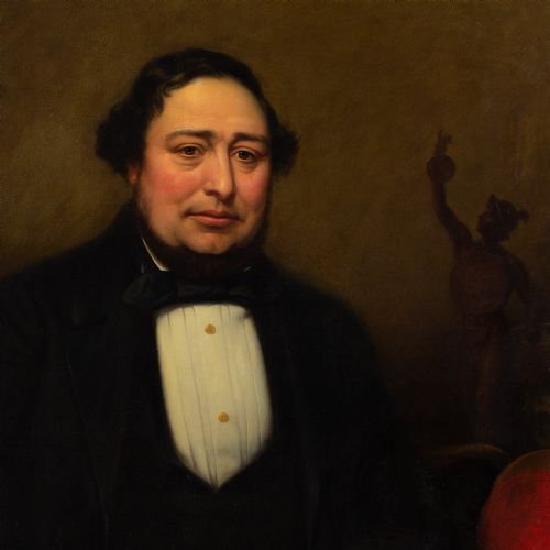 THORNTON RIPPINGILLE PORTRAIT OF THE INVENTOR THOMAS DUNN LARGE ANTIQUE OIL PAINTING - ADDITIONAL PHOTO 6