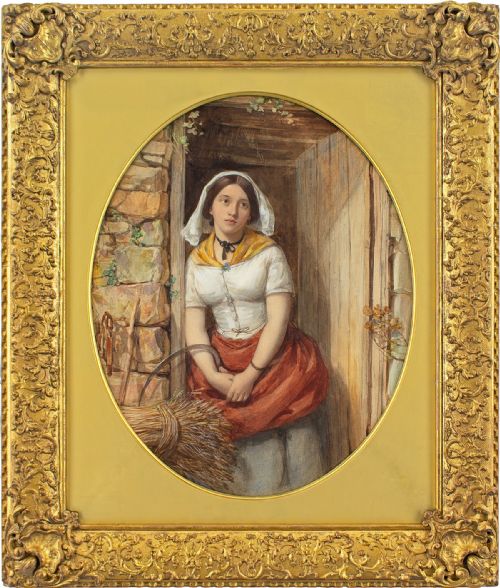 Octavius Oakley Rws, Harvest Girl - Antique Watercolour
