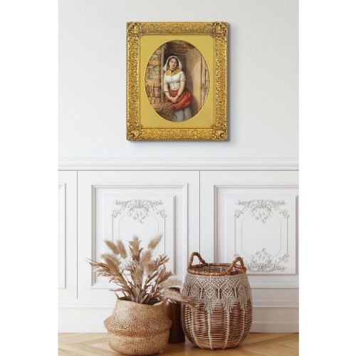 fig 3. Octavius Oakley RWS, Harvest Girl - Antique Watercolour
