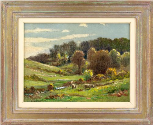 Ernest Higgins Rigg, Summer Landscape with Grazing Sheep - Oil Painting