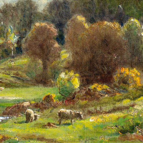 fig 3. Ernest Higgins Rigg, Summer Landscape With Grazing Sheep - Oil Painting 