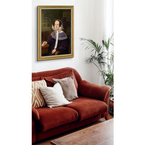 fig 3. Georg Wilhelm Feistkorn, Portrait Of A Woman In An Interior - Antique Oil Painting 