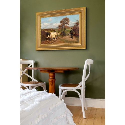 fig 1. Poul Steffensen, Landscape With Cattle & Figures - Large Antique Oil Painting