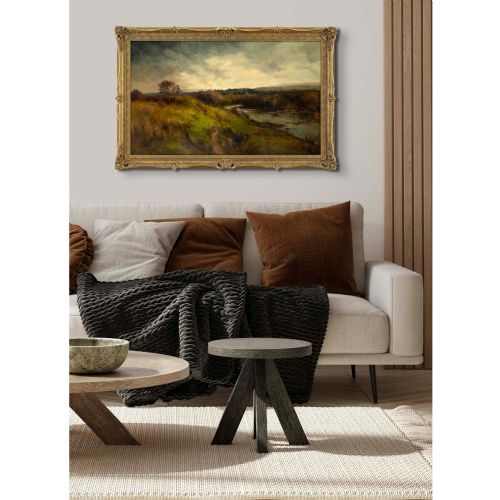 fig 4. Owen Bowen ROI, River Landscape With Figure - Antique Oil Painting