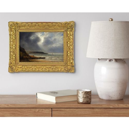 fig 1. Adolphe-Hippolyte Couveley, Coastal Scene Near Boulogne - Antique Oil Painting