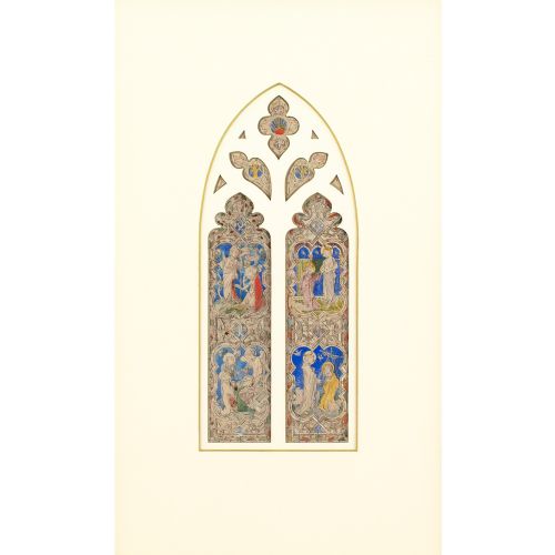 fig 1. Hardman & Co. Stained Glass Window Design, Minchinhampton Church - Antique Watercolour