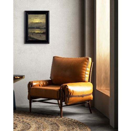 fig 3. Ole Juul, Evening Landscape With River - Antique Oil Painting