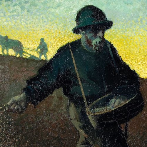 fig 4. Nils Kjellberg, The Sower - Antique Oil Painting