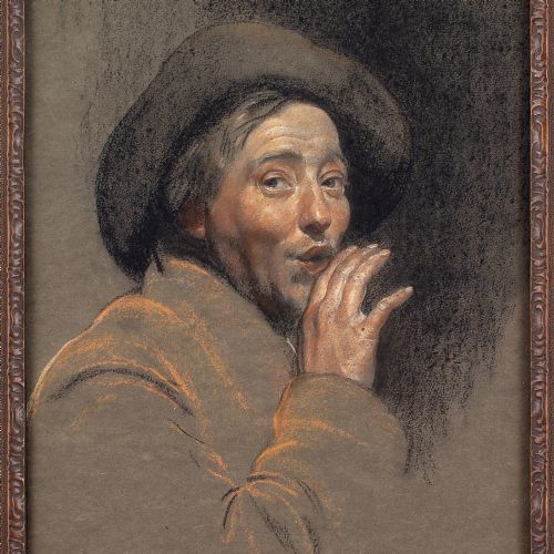 fig 2. Herbert Johnson Harvey, The Whisper, Self-Portrait - Antique Pastel