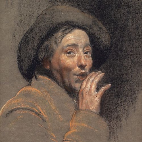 fig 3. Herbert Johnson Harvey, The Whisper, Self-Portrait - Antique Pastel
