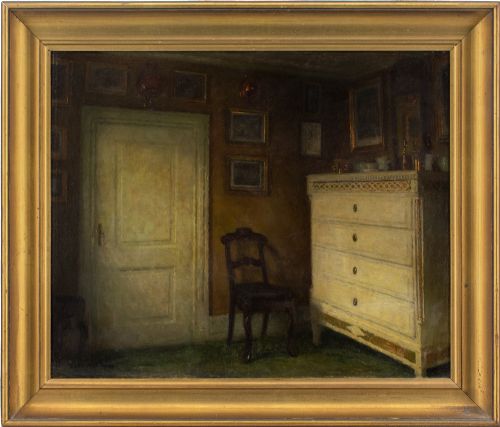bertel hansensvaneke interior oil painting - CATEGORY: ANTIQUE ART - DATED 1930