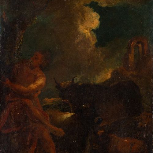 18THCENTURY SWEDISH SCHOOL HERCULES SLAYING THE DRAGON LADON ANTIQUE OIL PAINTING - ADDITIONAL PHOTO 2