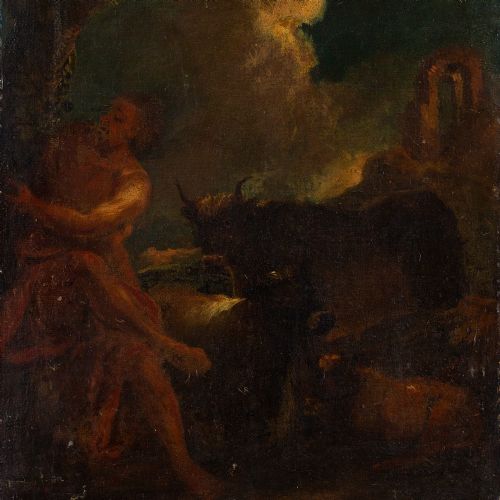 18THCENTURY SWEDISH SCHOOL HERCULES SLAYING THE DRAGON LADON ANTIQUE OIL PAINTING - ADDITIONAL PHOTO 3
