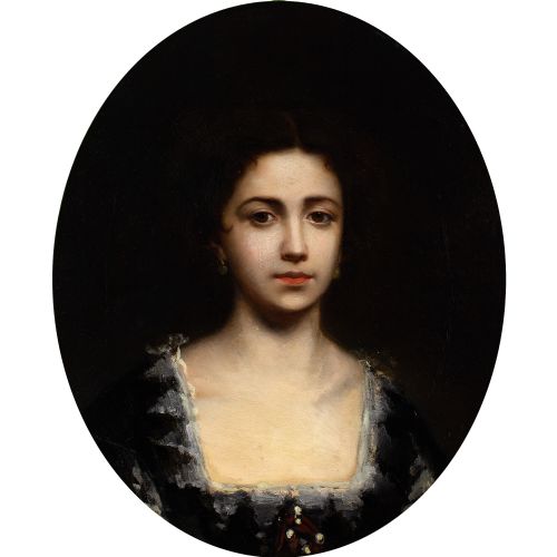 fig 1. Early 20th-Century German School, Portrait Of A Lady - Antique Oil Painting