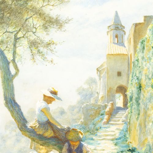THOMAS FREDERICK MASON SHEARD THE YOUNG FLAUTIST ANTIQUE WATERCOLOUR - ADDITIONAL PHOTO 5