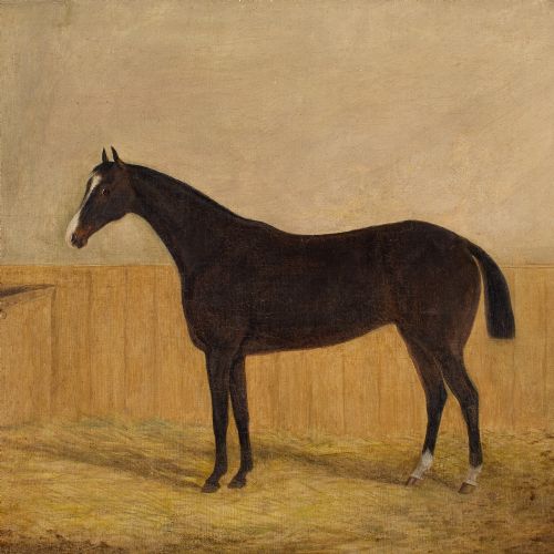 19THCENTURY ENGLISH SCHOOL PORTRAIT OF A BAY MARE IN A STABLE ANTIQUE OIL PAINTING - ADDITIONAL PHOTO 7