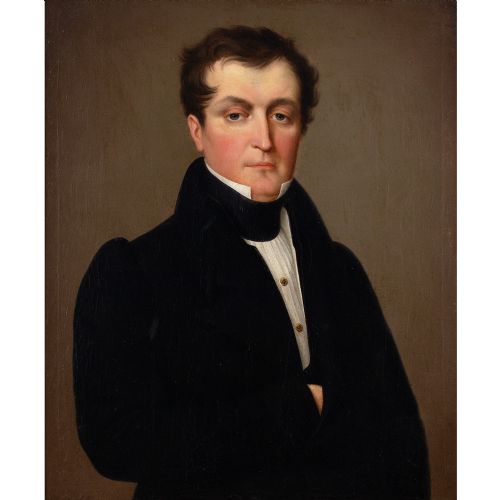 19THCENTURY ENGLISH SCHOOL PORTRAIT OF A GENTLEMAN ANTIQUE OIL PAINTING - ADDITIONAL PHOTO 1