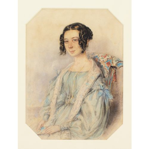 fig 1. Alfred Edward Chalon RA, Portrait Of A Lady - Antique Watercolour