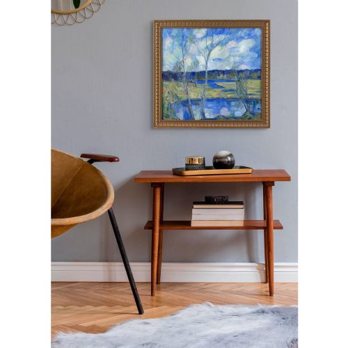 fig 2. Hugo Carlberg, Landscape With Lake & Birch Trees - Antique Oil Painting 