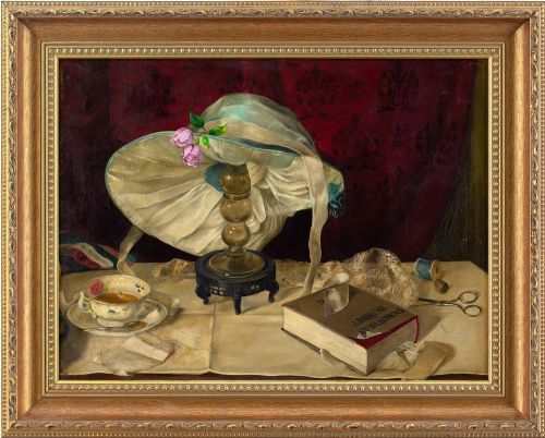 harry keay dorotheas bonnet oil painting - CATEGORY: ANTIQUE ART - DATED 1950