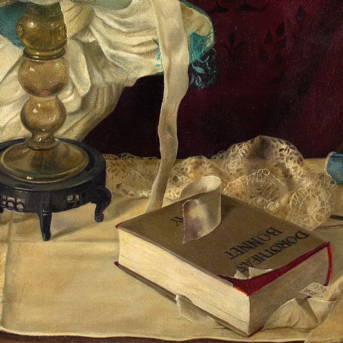 HARRY KEAY DOROTHEAS BONNET OIL PAINTING - ADDITIONAL PHOTO 3