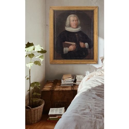 MID18THCENTURY DANISH SCHOOL PORTRAIT OF A BISHOP ANTIQUE OIL PAINTING - ADDITIONAL PHOTO 1