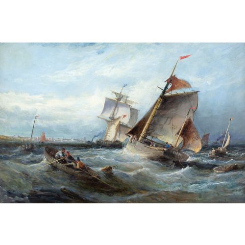fig 2. 19th-Century British School, Maritime Scene With Turbulent Sea - Antique Oil Painting