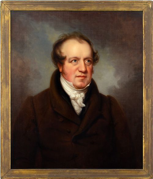 19th-century English School, Portrait of Steel Manufacturer James Sanderson - Antique Oil Painting