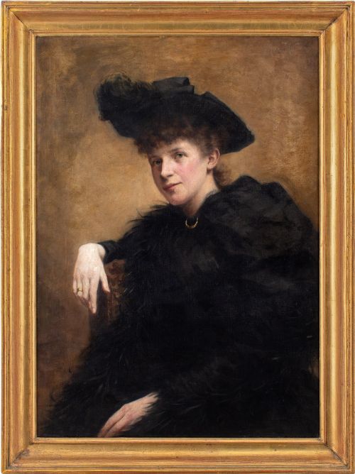 late 19thcentury norwegian portrait of a lady in black antique oil painting - CATEGORY: ANTIQUE ART - DATED 1890