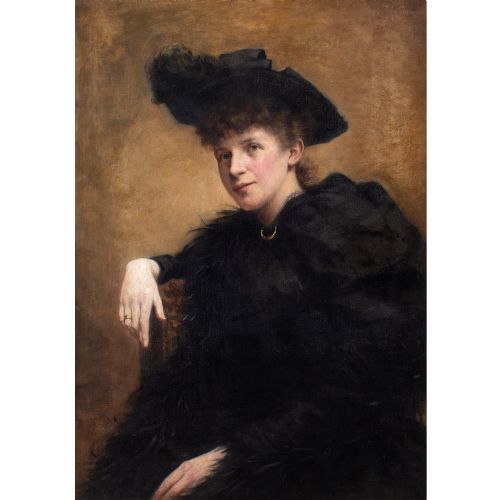 LATE 19THCENTURY NORWEGIAN PORTRAIT OF A LADY IN BLACK ANTIQUE OIL PAINTING - ADDITIONAL PHOTO 2