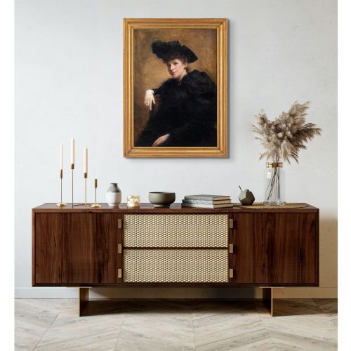 LATE 19THCENTURY NORWEGIAN PORTRAIT OF A LADY IN BLACK ANTIQUE OIL PAINTING - ADDITIONAL PHOTO 3