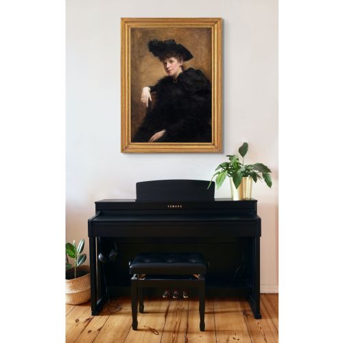 LATE 19THCENTURY NORWEGIAN PORTRAIT OF A LADY IN BLACK ANTIQUE OIL PAINTING - ADDITIONAL PHOTO 5