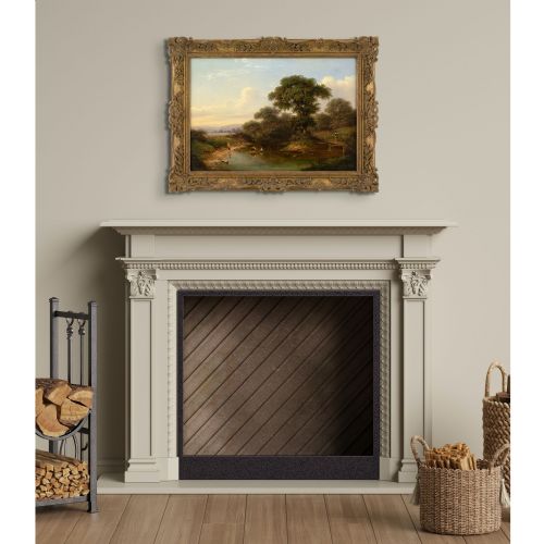 WALTER HEATH WILLIAMS IDYLLIC LANDSCAPE WITH FAMILY ANTIQUE OIL PAINTING - ADDITIONAL PHOTO 5