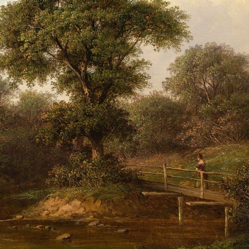 WALTER HEATH WILLIAMS IDYLLIC LANDSCAPE WITH FAMILY ANTIQUE OIL PAINTING - ADDITIONAL PHOTO 6