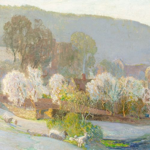 JOSEPH WALTER WEST A MAY FROST EARLY MORNING RIEVAULX ANTIQUE OIL PAINTING - ADDITIONAL PHOTO 1