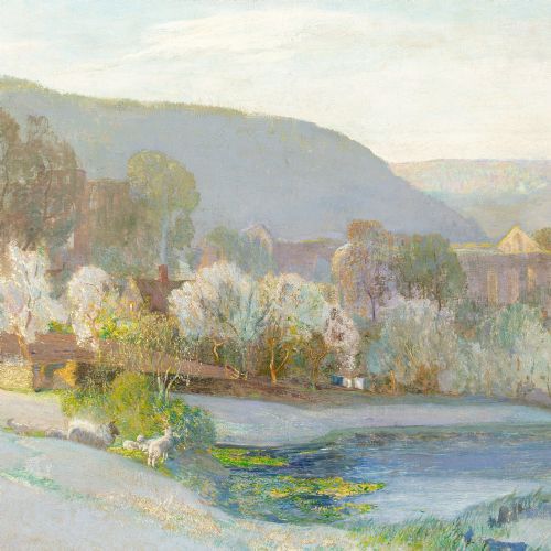 JOSEPH WALTER WEST A MAY FROST EARLY MORNING RIEVAULX ANTIQUE OIL PAINTING - ADDITIONAL PHOTO 4