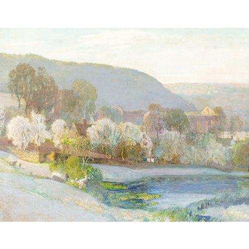 JOSEPH WALTER WEST A MAY FROST EARLY MORNING RIEVAULX ANTIQUE OIL PAINTING - ADDITIONAL PHOTO 5