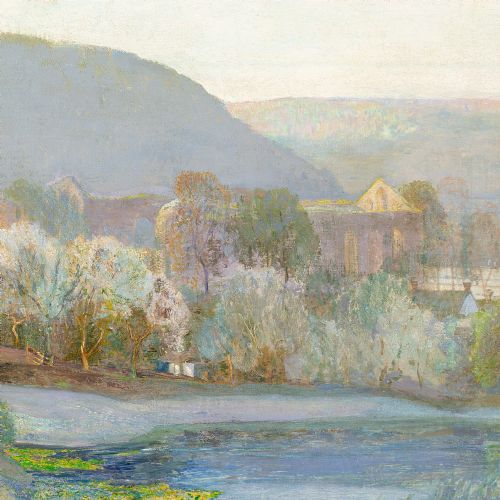 JOSEPH WALTER WEST A MAY FROST EARLY MORNING RIEVAULX ANTIQUE OIL PAINTING - ADDITIONAL PHOTO 6
