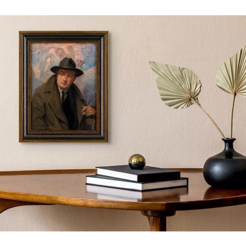 HENRI PRIVATLIVEMONT SELFPORTRAIT ANTIQUE OIL PAINTING - ADDITIONAL PHOTO 4
