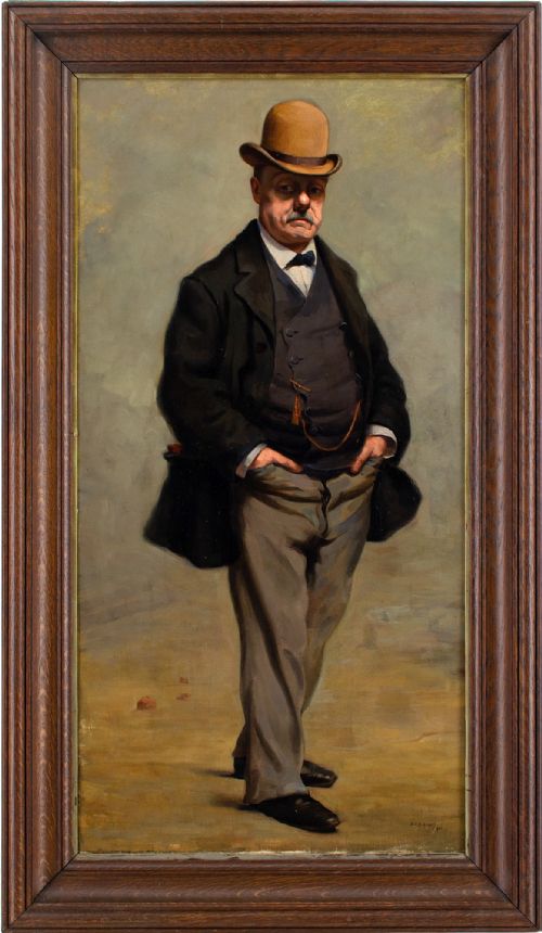 Benoni Van Der Gheynst, Portrait of a Man in a Bowler Hat - Antique Oil Painting